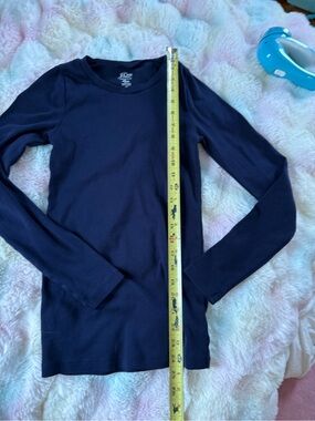 Crew Perfect Fit Long Sleeve Tee Navy Cotton Knit Goods Re-Imagined Small